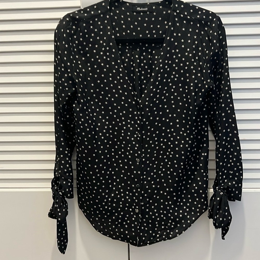 Madewell Silk Star Tie Sleeve Top